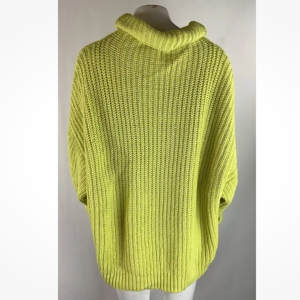 Free People Sz S Swim Too Deep Oversized Sweater Neon Green Cotton Acrylic - Picture 5 of 8